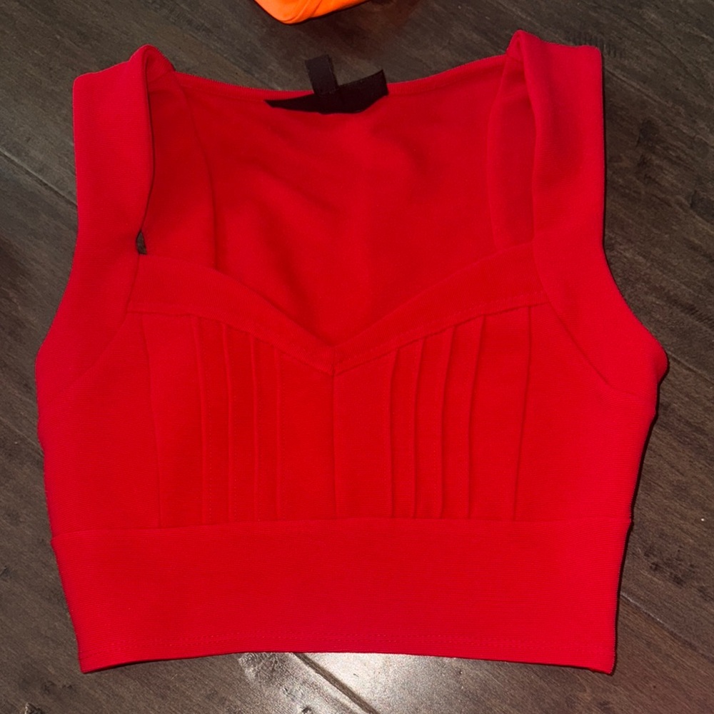 Topshop Red Fitted Crop Tank Top